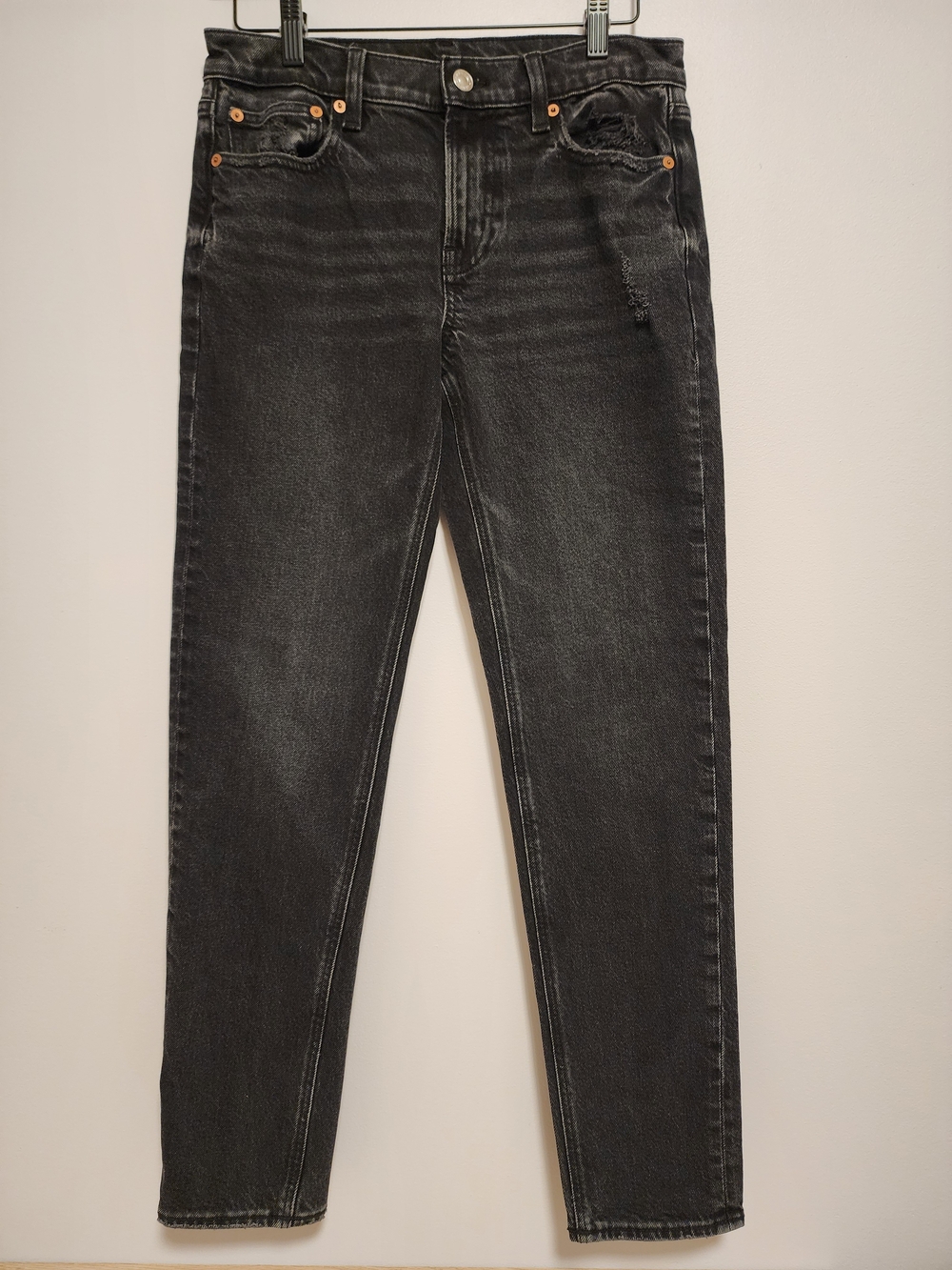 American Eagle Women's 90s Skinny Distressed Black Jeans Y2K Grunge Size 4